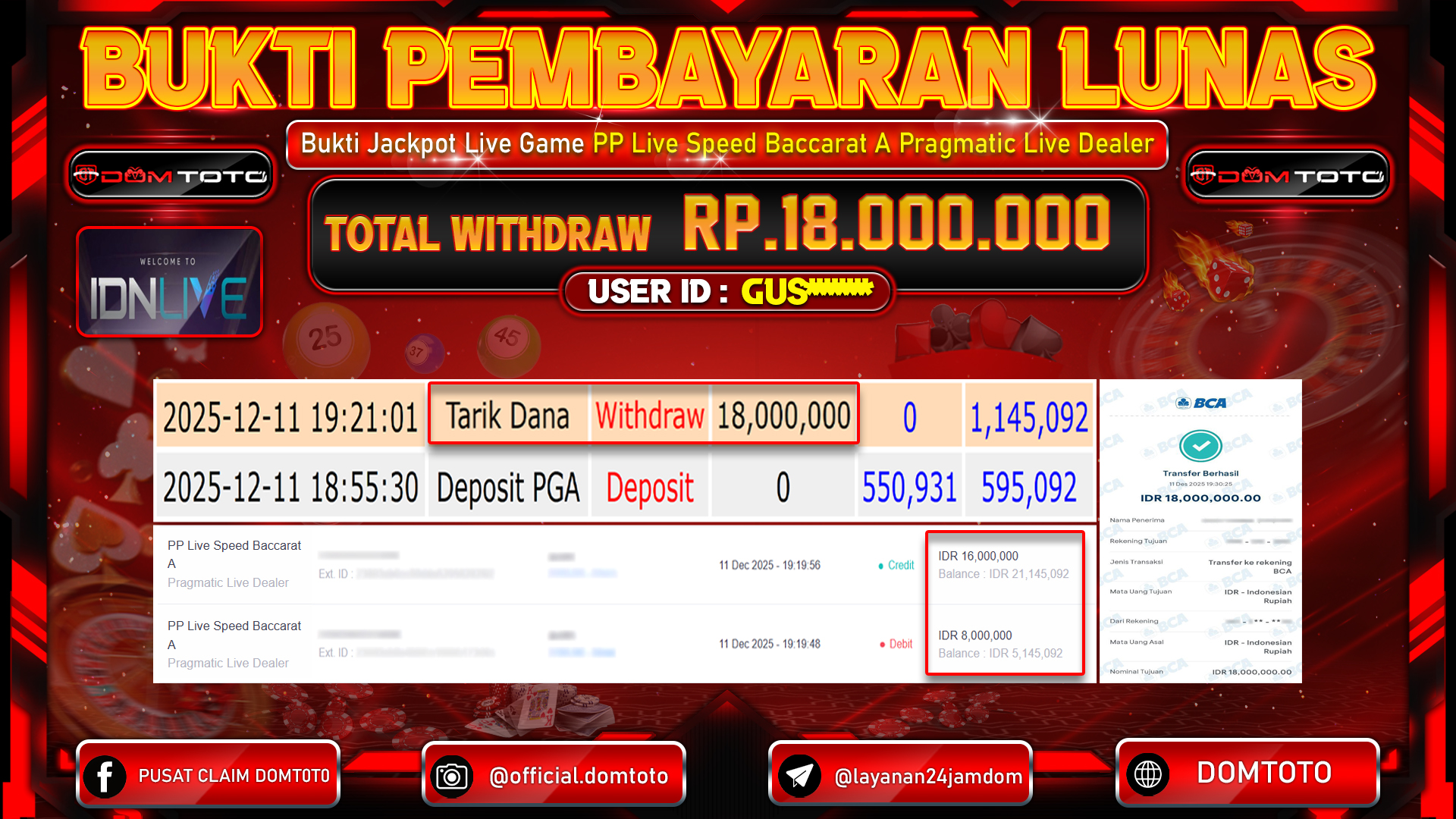 JACKPOT PP Live Speed Baccarat A Pragmatic Live Dealer 11 DECEMBER 2025